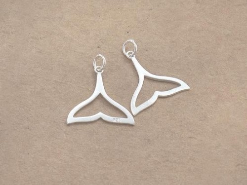 2 of 925 Sterling Silver Fishtail Charms 18x19 mm.