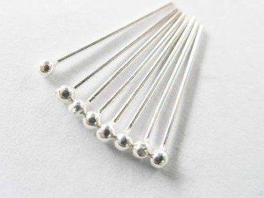 925 Sterling Silver Head Pins 15x0.5 mm.