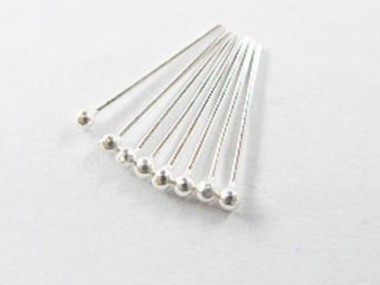 925 Sterling Silver Head Pins 15x0.5 mm.