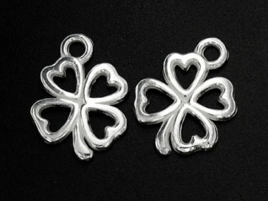 925 Sterling Silver Leaf Clover Charms 12 mm.