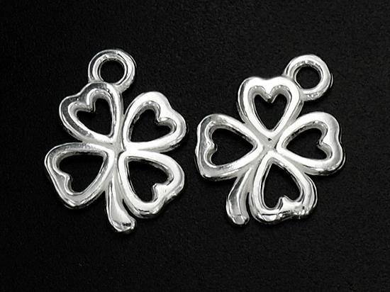 2 of 925 Sterling Silver Leaf Clover Charms 12 mm.