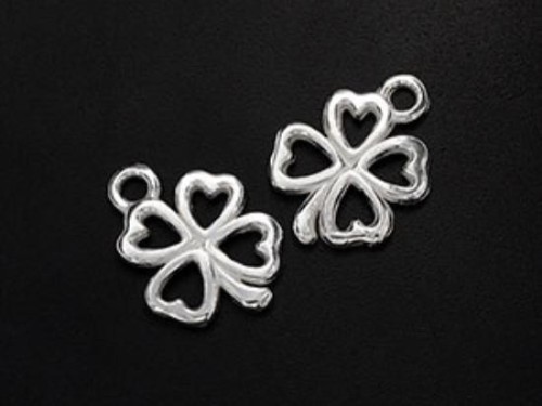 2 of 925 Sterling Silver Leaf Clover Charms 12 mm.