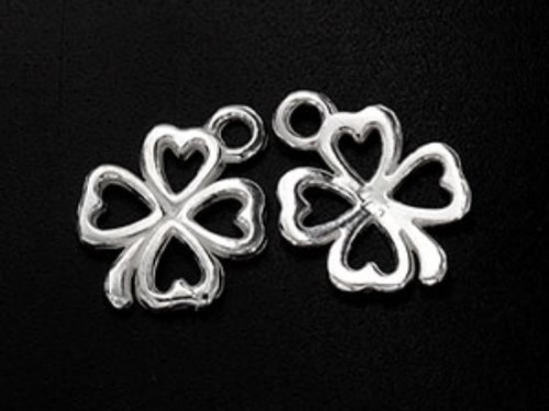 2 of 925 Sterling Silver Leaf Clover Charms 12 mm.