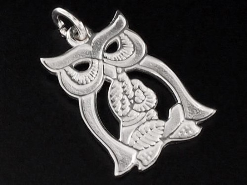 1 of 925 Sterling Silver Owl Charm 12.5x17mm.