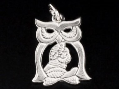 925 Sterling Silver Owl Charm 12.5x17mm.