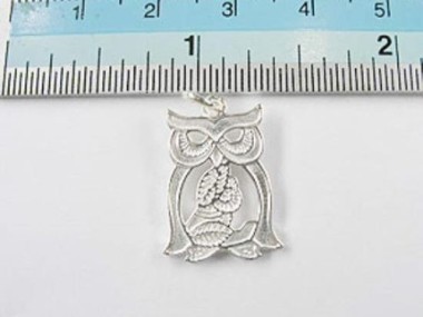 925 Sterling Silver Owl Charm 12.5x17mm.