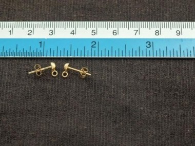 925 Sterling Silver Gold Vermeil Style Post Stud Earrings 4mm Half Ball with Opened Loop