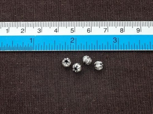 15 of Karen Hill Tribe Silver Imprint Pleat Beads 5x4mm.