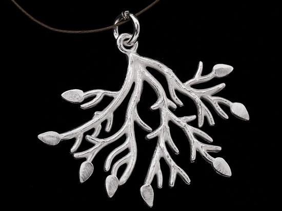 1 of 925 Sterling Silver Leaf Branch Pendant 26x30 mm.