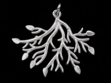 925 Sterling Silver Leaf Branch Pendant 26x30 mm.