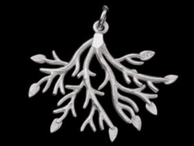 925 Sterling Silver Leaf Branch Pendant 26x30 mm.