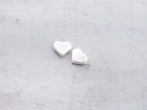 2 of 925 Sterling Silver Little Heart Beads 6x6.5mm.