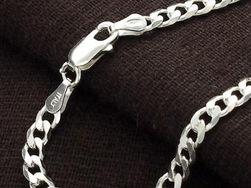 7 inches of 925 Sterling Silver Diamond Cut Curb Chain Bracelet., Finished Bracelet