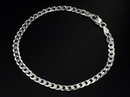 7 inches of 925 Sterling Silver Diamond Cut Curb Chain Bracelet., Finished Bracelet