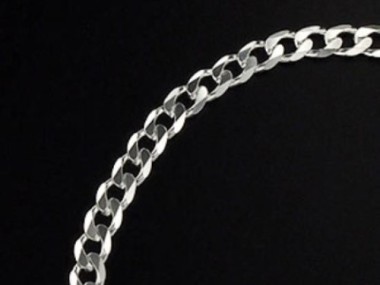 925 Sterling Silver Diamond Cut Curb Chain Bracelet.