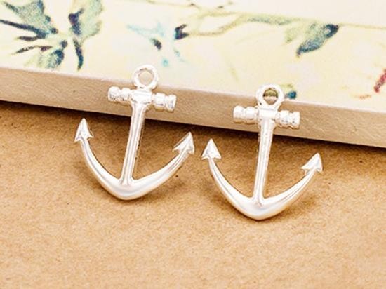 2 of 925 Sterling Silver Anchor Charms 12x14mm.Polish Finished