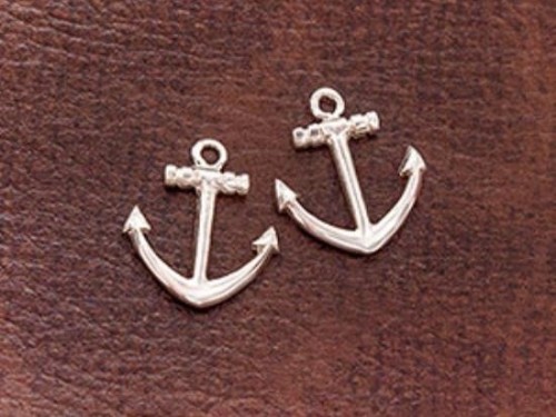 2 of 925 Sterling Silver Anchor Charms 12x14mm.Polish Finished