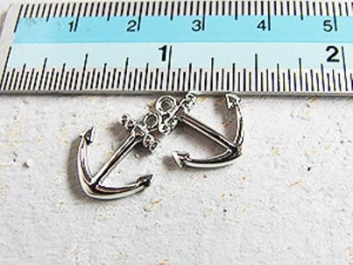 2 of 925 Sterling Silver Anchor Charms 12x14mm.Polish Finished