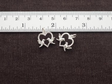 925 Sterling Silver Love bird Charms 12mm.