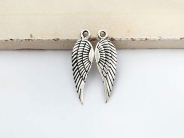 2 of 925 Sterling Silver Angel Wing Charms 6.5x19mm.