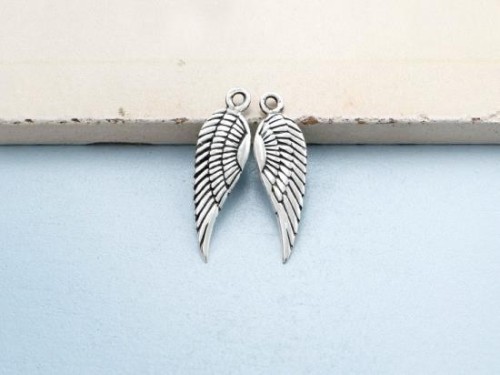 2 of 925 Sterling Silver Angel Wing Charms 6.5x19mm.