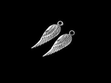 925 Sterling Silver Angel Wing Charms 6.5x19mm.