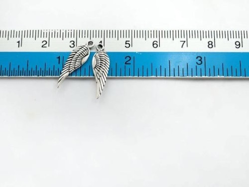 2 of 925 Sterling Silver Angel Wing Charms 6.5x19mm.