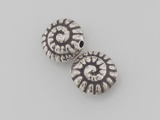 2 of Karen Hill Tribe Silver Nautilus Beads 11.5 mm..