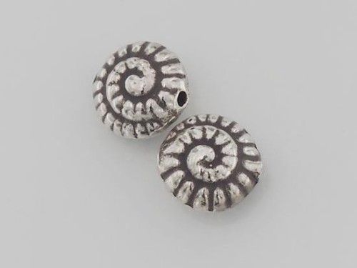 2 of Karen Hill Tribe Silver Nautilus Beads 11.5 mm..