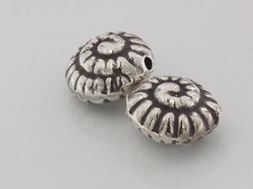 2 of Karen Hill Tribe Silver Nautilus Beads 11.5 mm..