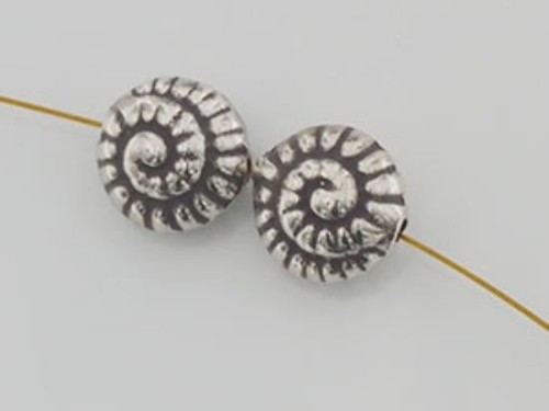 2 of Karen Hill Tribe Silver Nautilus Beads 11.5 mm..