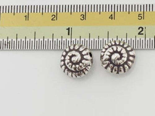 2 of Karen Hill Tribe Silver Nautilus Beads 11.5 mm..