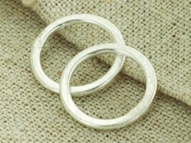 Karen Hill Tribe Silver Brushed Circle Closed Jump Rings 16 mm.