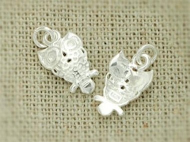 925 Sterling Silver Tiny Owl Charms 8x11mm.