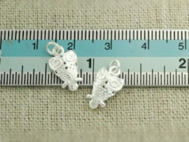 925 Sterling Silver Tiny Owl Charms 8x11mm.