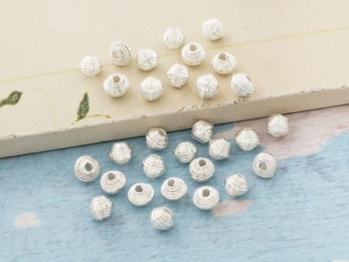 30 of Karen Hill Tribe Silver Curled Beads 4x3 mm.