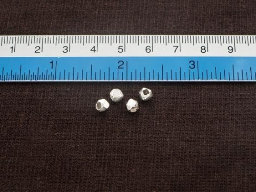 10 of Karen Hill Tribe Silver Facet Beads 4 mm.