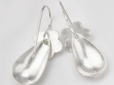 Karen Hill Tribe Silver Teardrop Dangle Earrings 24mm.