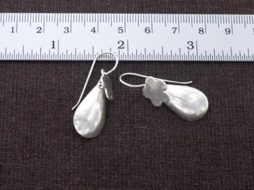 Karen Hill Tribe Silver Teardrop Dangle Earrings 24mm.