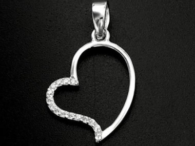 925 Sterling Silver Heart Pendant 13x15mm.,