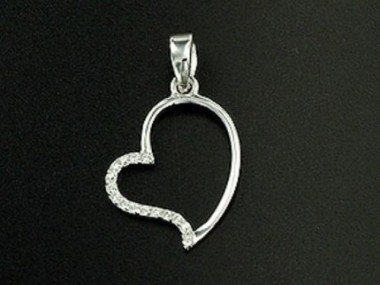 925 Sterling Silver Heart Pendant 13x15mm.,