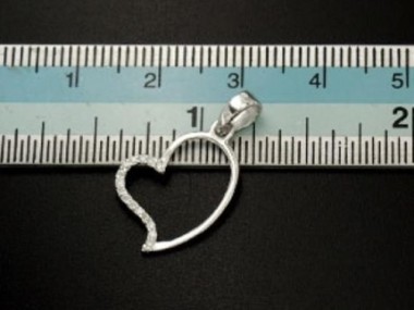 925 Sterling Silver Heart Pendant 13x15mm.,