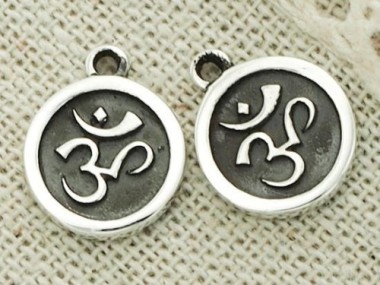 925 Sterling Silver Ohm Printed Charms 10mm.