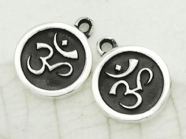 925 Sterling Silver Ohm Printed Charms 10mm.