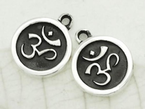 2 of 925 Sterling Silver Ohm Printed Charms 10mm.