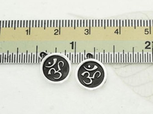 2 of 925 Sterling Silver Ohm Printed Charms 10mm.