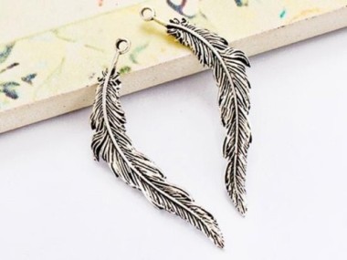 925 Sterling Silver Feather Pendants 5x34 mm.