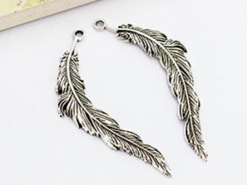 2 of 925 Sterling Silver Feather Pendants 5x34 mm.