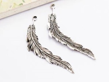 925 Sterling Silver Feather Pendants 5x34 mm.