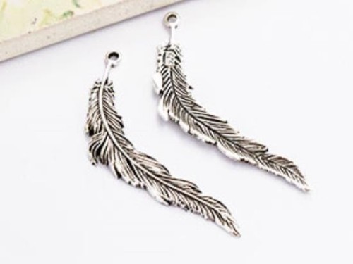 2 of 925 Sterling Silver Feather Pendants 5x34 mm.